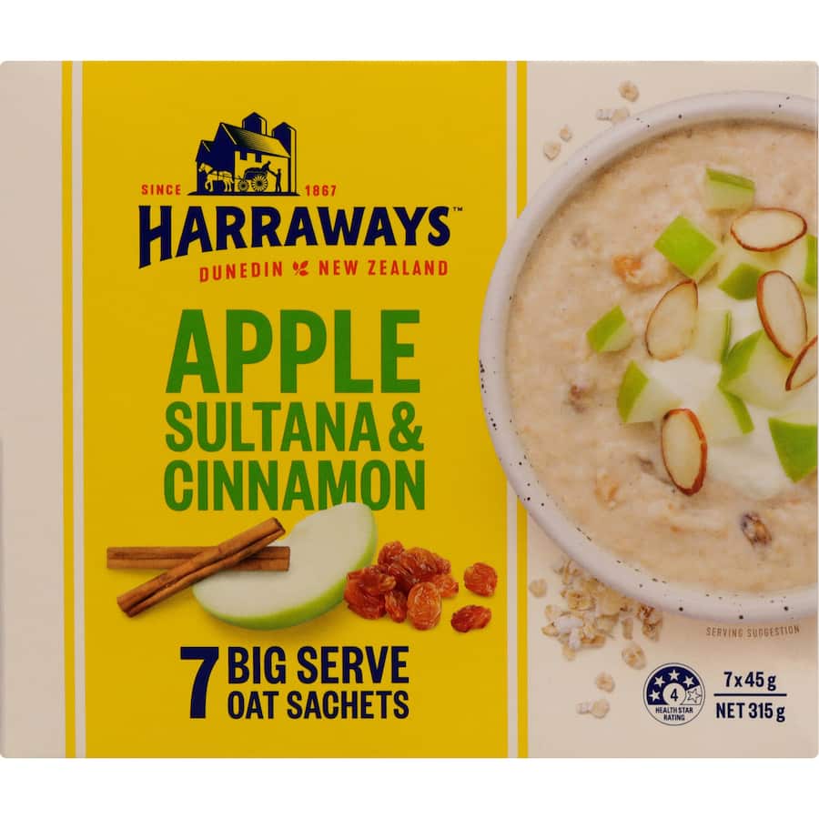 Harraways Oats Apple Sultana Cinnamon 7pk 315g