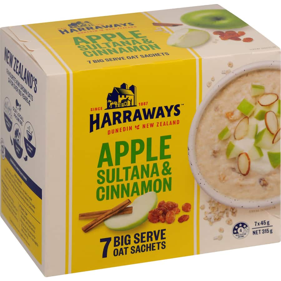 Harraways Oats Apple Sultana Cinnamon 7pk 315g