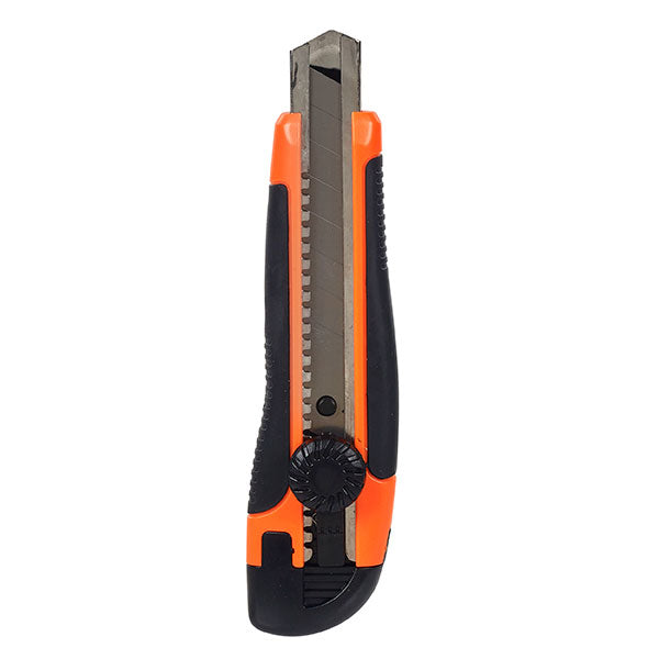 Marbig Heavy Duty Cutter Knife with wheel lock; features ergonomic design, auto-lock safety, and two spare blades.