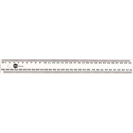 Pack of 24 Marbig 40cm clear plastic rulers, durable with metric markings, ideal for precise measuring in school or office.