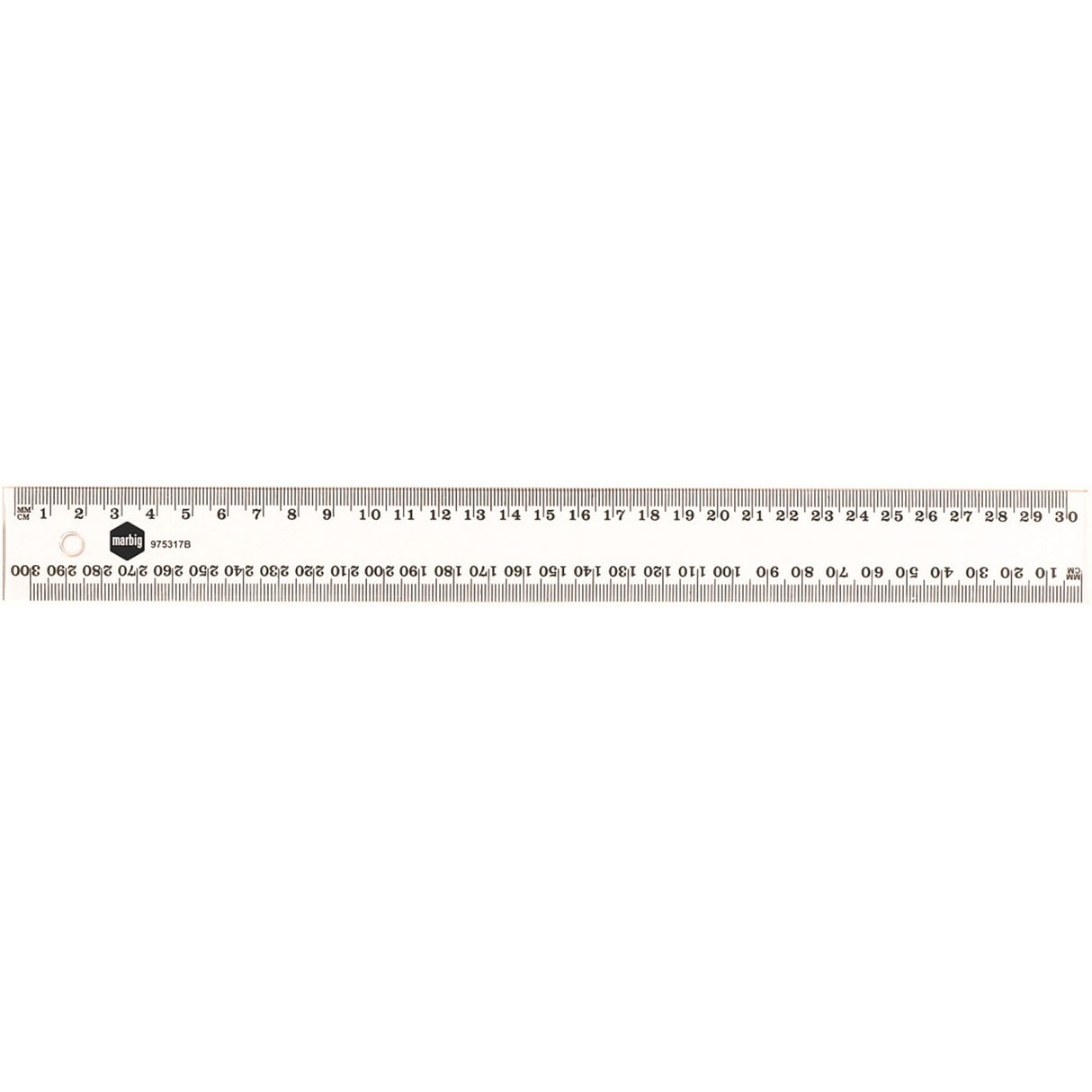 Marbig 30cm clear plastic ruler, lightweight and durable, perfect for precise measurements and creative projects.