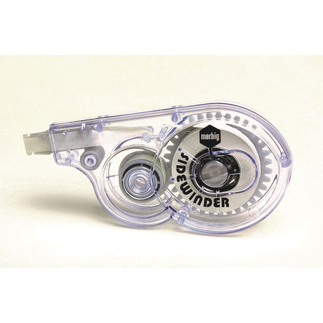 Marbig Sidewinder Correction Tape in ergonomic design, 5mm width, 8m length for precise, instant corrections.