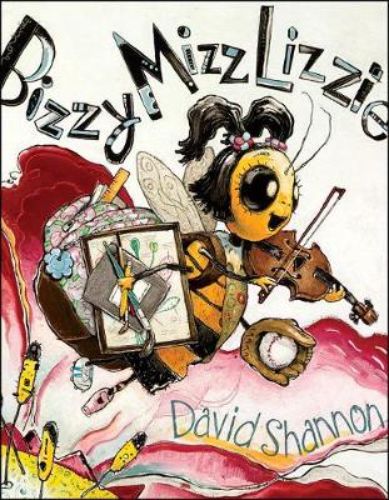 Whimsical hardback children's book 'Bizzy Mizz Lizzie' about a bee juggling school, sports, and balance in life.