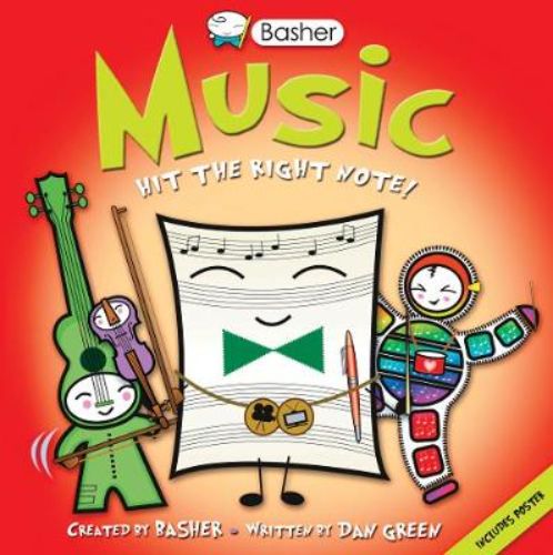 Vibrantly illustrated guide to music basics, featuring characters like Rhythm and Pitch for beginners and enthusiasts.
