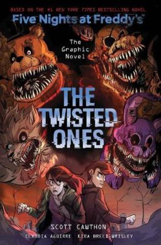Graphic novel cover of 'The Twisted Ones', depicting eerie animatronics and a dark, suspenseful atmosphere.