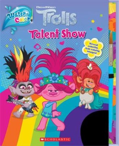 Activity book featuring Trolls characters with a magical water paintbrush for vibrant painting adventures.