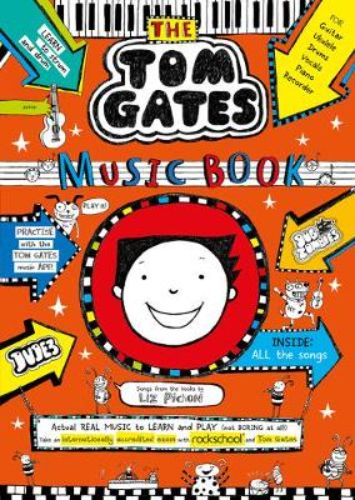Engaging music book for kids, featuring lessons in guitar, ukulele, and piano inspired by Tom Gates' adventures.