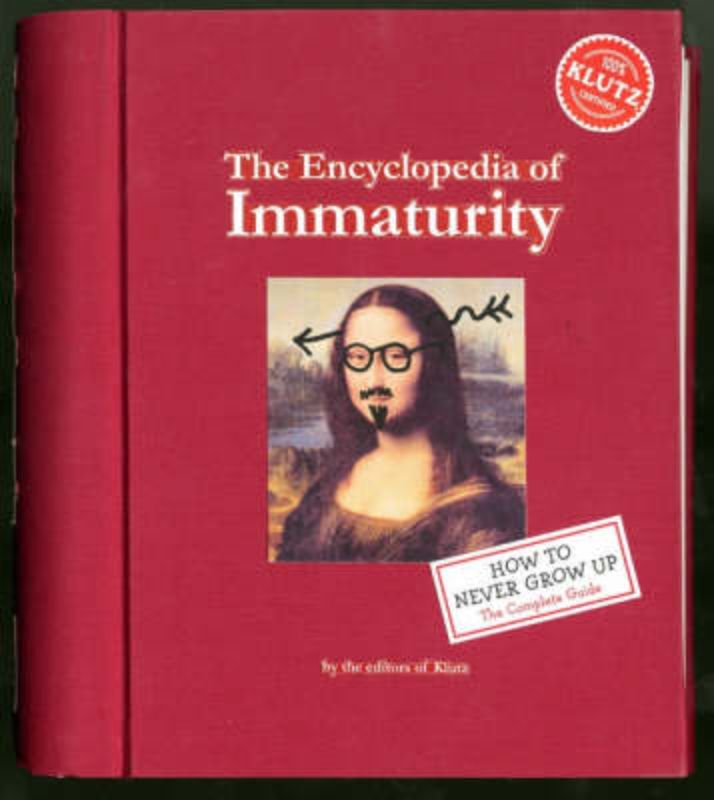 Whimsical activity book 'The Encyclopedia of Immaturity' filled with engaging activities and quirky facts for all ages.