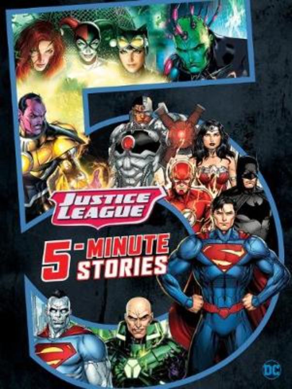 Hardback picture book featuring 128 pages of 5-minute superhero stories with vibrant illustrations and action-packed adventures.