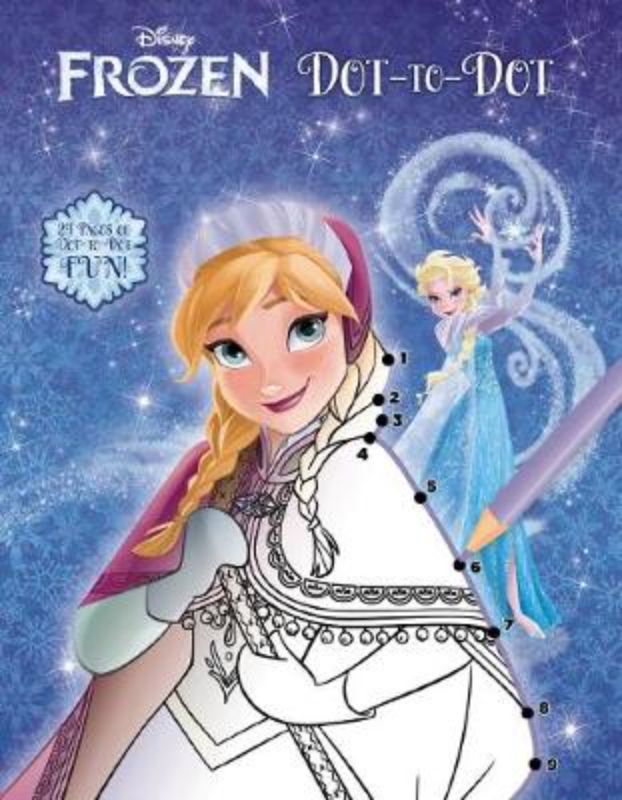 Engaging Disney Frozen dot-to-dot activity book for kids featuring Elsa, Anna, and Olaf for creative fun.