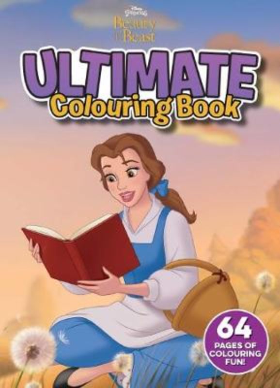 Disney Princess 'Beauty and the Beast' colouring book featuring 64 intricate illustrations for all ages.