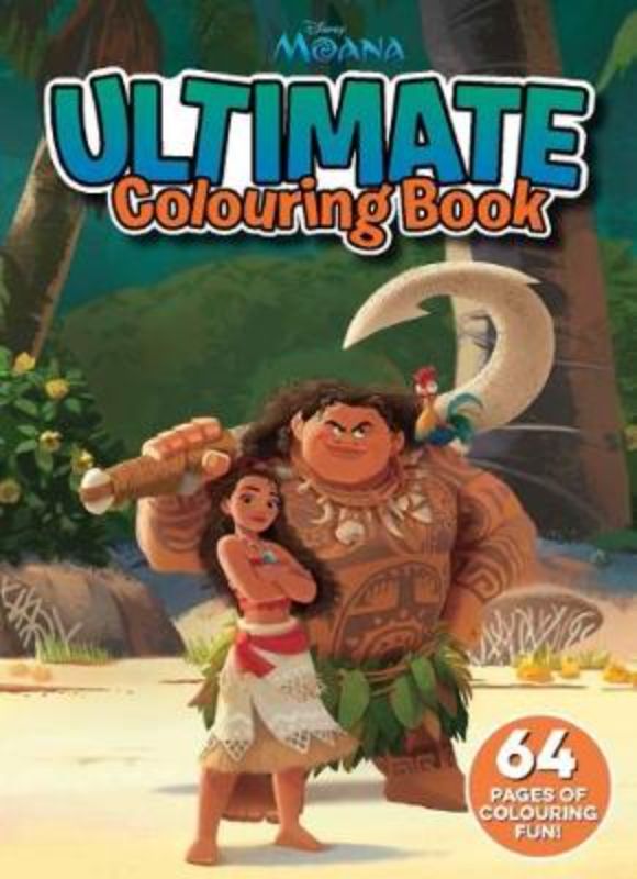 Coloring book featuring Moana, Maui, and friends, with 64 pages for kids to unleash their creativity.