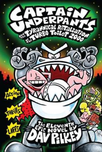 Captain Underpants battles the Turbo Toilet 2000 in a humorous children's adventure filled with laughs and illustrations.