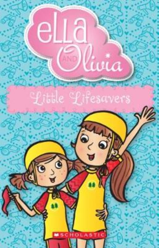 Ella and Olivia's 'Little Lifesavers' book cover, depicting beach adventures and safety for kids aged 6 to 9.
