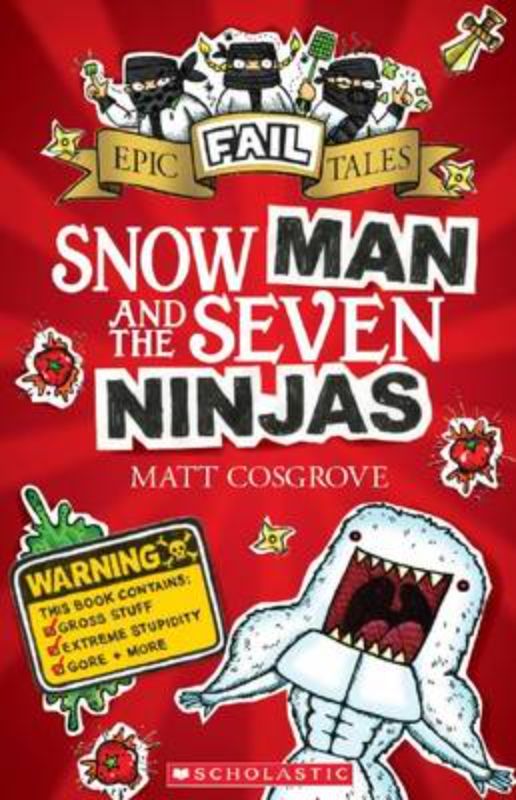 A vibrant cover of 'Snow Man and the Seven Ninjas,' featuring a snowman and ninjas on an adventurous quest.