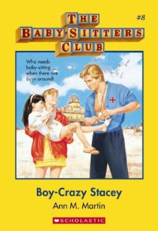 Cover of 'Boy-Crazy Stacey' featuring vibrant summer scenes and highlights of friendship and first love.