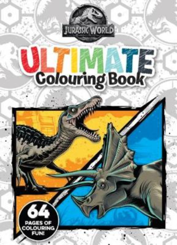 Jurassic World: Ultimate Colouring Book featuring 64 pages of dinosaur illustrations for creative fans of all ages.