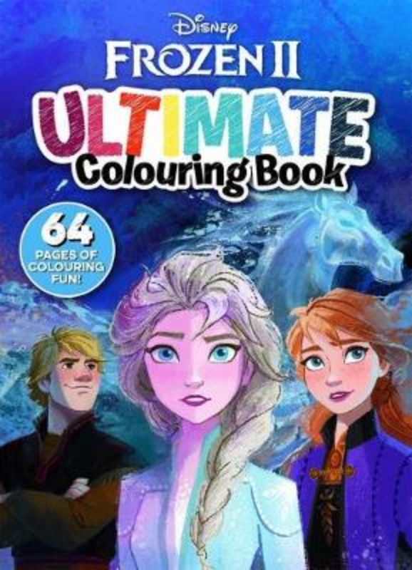 Deluxe Frozen 2 colouring book with 64 pages of intricate designs featuring Elsa, Anna, Olaf, and more for creative fun.