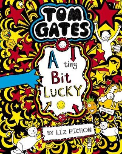 Cover of 'A Tiny Bit Lucky' featuring Tom and his band DOGZOMBIES amid humorous challenges in a vibrant, engaging design.