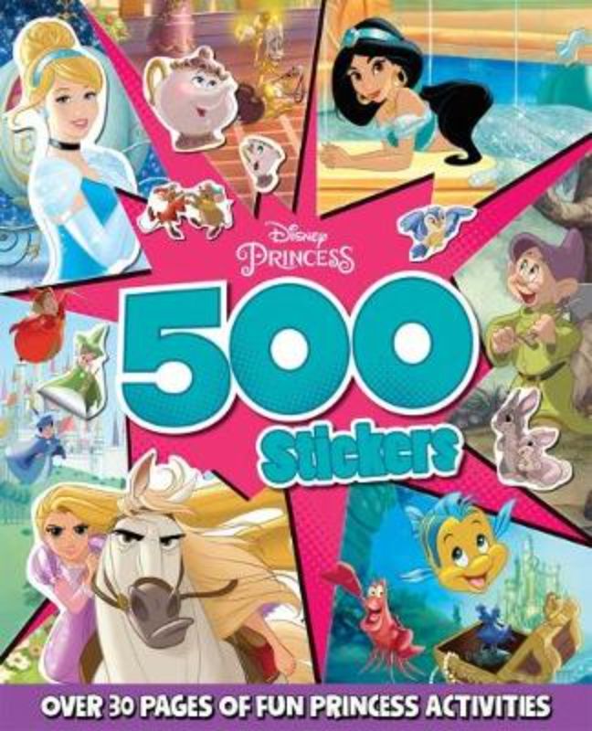 500 colorful Disney Princess stickers for kids' creative projects, plus puzzles and activities in a 32-page activity book.