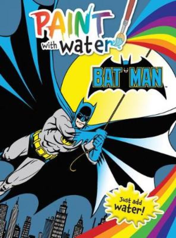 Interactive Batman painting book for kids, featuring 32 pages of water-activated art fun.