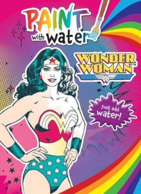 Interactive painting book featuring Wonder Woman characters for young artists, promoting creativity and fine motor skills.