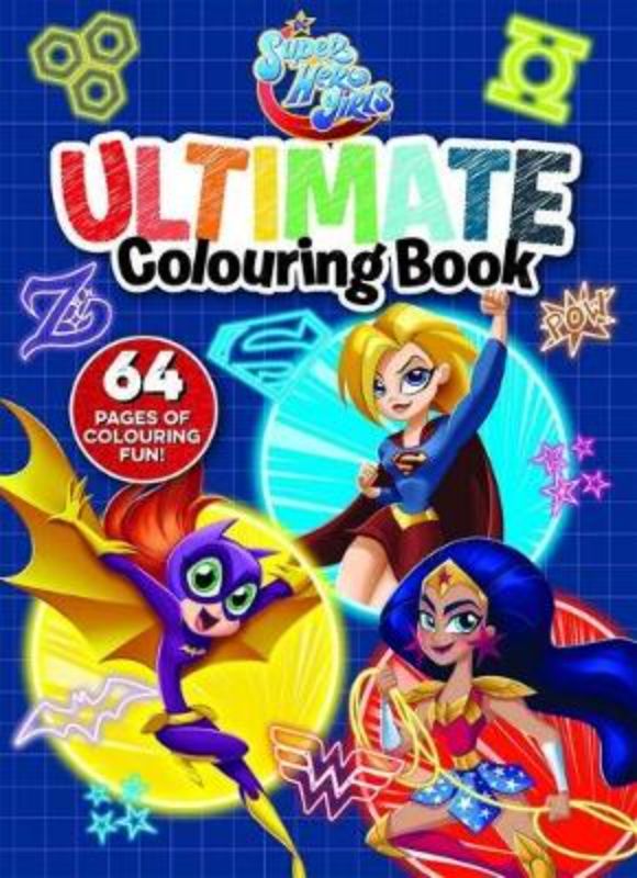 Colouring book featuring DC Super Hero Girls like Wonder Woman and Batgirl, with 64 pages of creative illustrations.