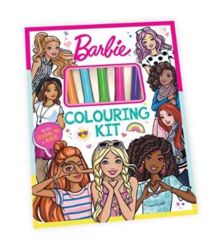 Barbie Colouring Kit features 48 pages and 5 vibrant markers for creative fun and easy tear-out displays.