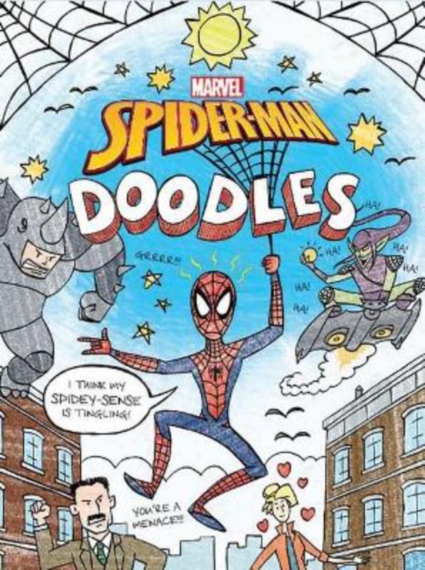 Activity book for kids featuring Spider-Man doodles, inspiring creativity through drawing and coloring adventures.
