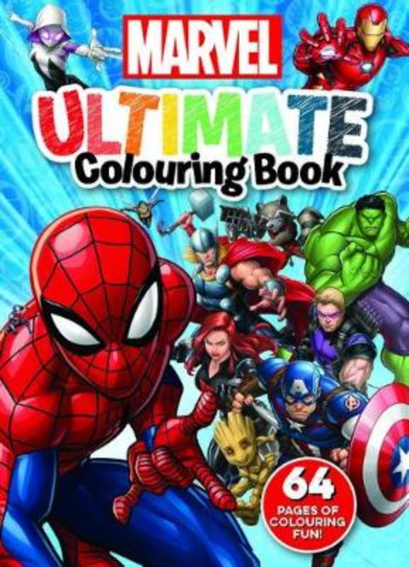 Vibrant 64-page colouring book featuring beloved Marvel characters for all ages, perfect for unleashing creativity.