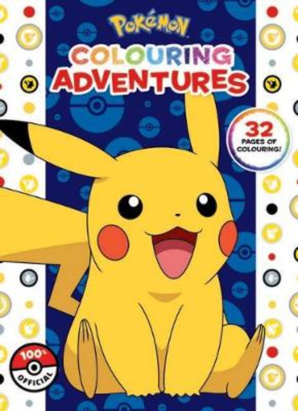 Colouring book featuring popular Pokemon characters like Pikachu, Eevee, and Squirtle for creative kids aged 4 and up.