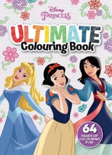 Disney Princess: Ultimate Colouring Book featuring 64 pages of beloved princesses for creative coloring adventures.