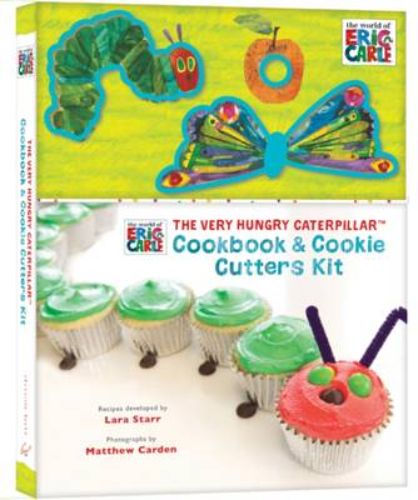 Eric Carle's Very Hungry Caterpillar Cookbook kit with 25 recipes and 3 fun cookie cutters for creative cooking adventures.