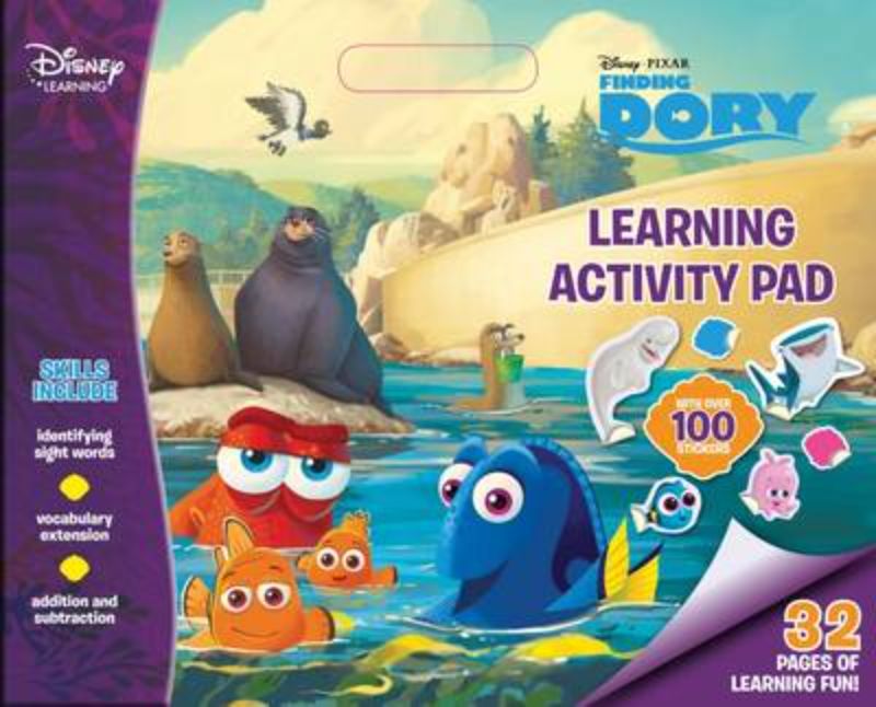 Vibrant Disney Learning Finding Dory Activity Pad for preschoolers, featuring 32 pages of fun educational exercises.