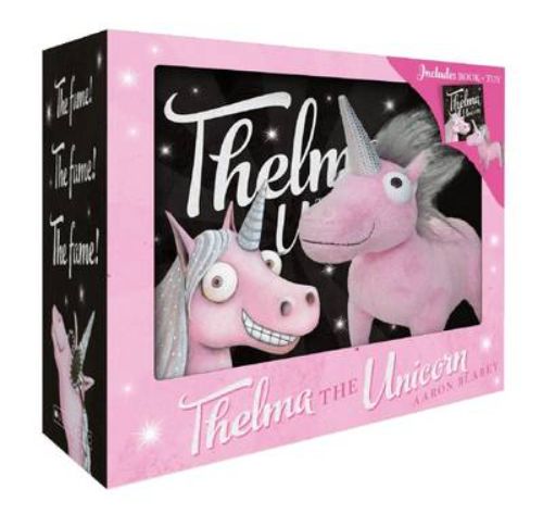 Thelma the Unicorn Mini Boxed Set featuring a plush toy and a vibrant hardback book for imaginative storytelling.