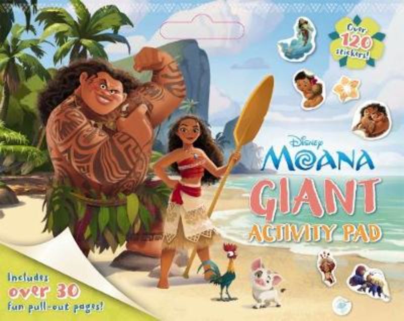 Disney Moana Giant Activity Pad with 32 colorful pages for creative activities; includes handy carry handle for fun on-the-go.