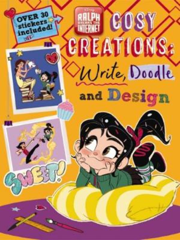 Activity book featuring Vanellope and the Comfy Squad for kids to write, doodle, and design, promoting creativity.