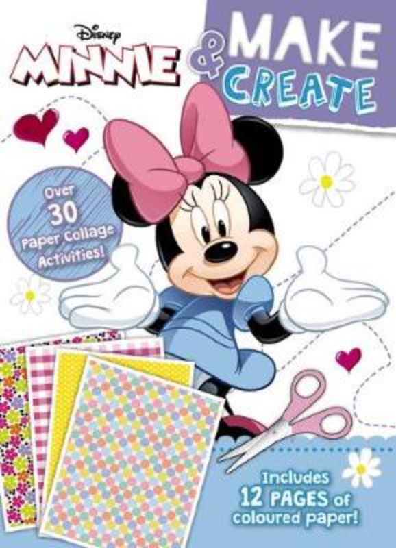 Activity book featuring Minnie Mouse with 32 pages of creative collage activities for kids aged 3 and up.