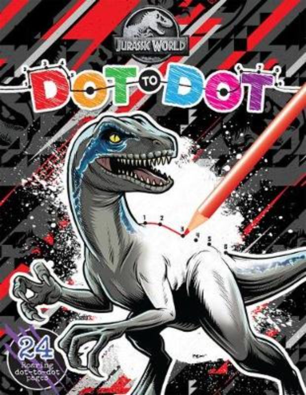 Jurassic World Dot-to-Dot activity book featuring engaging dinosaur illustrations for creative fun and learning.