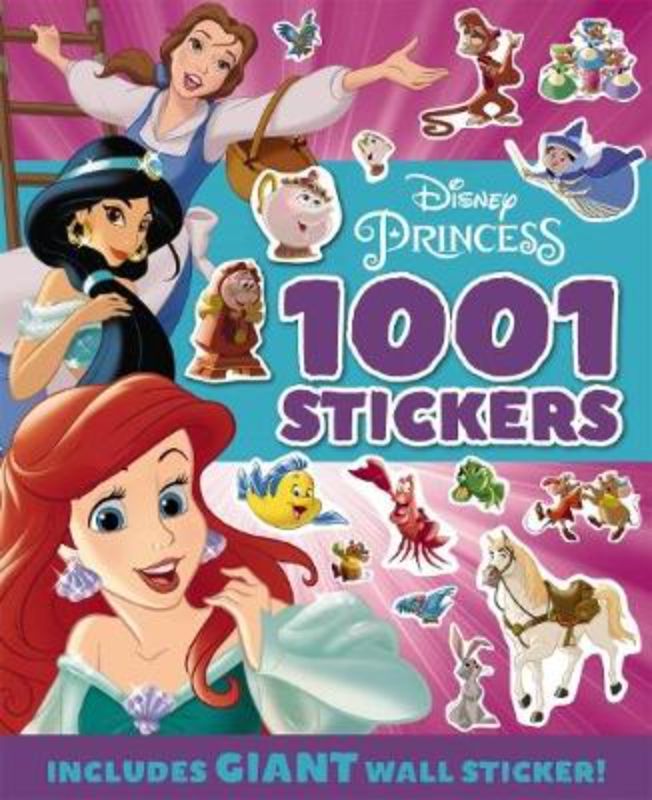 Disney Princess 1001 Sticker Book with 48 pages featuring a giant wall sticker and a variety of delightful character stickers.