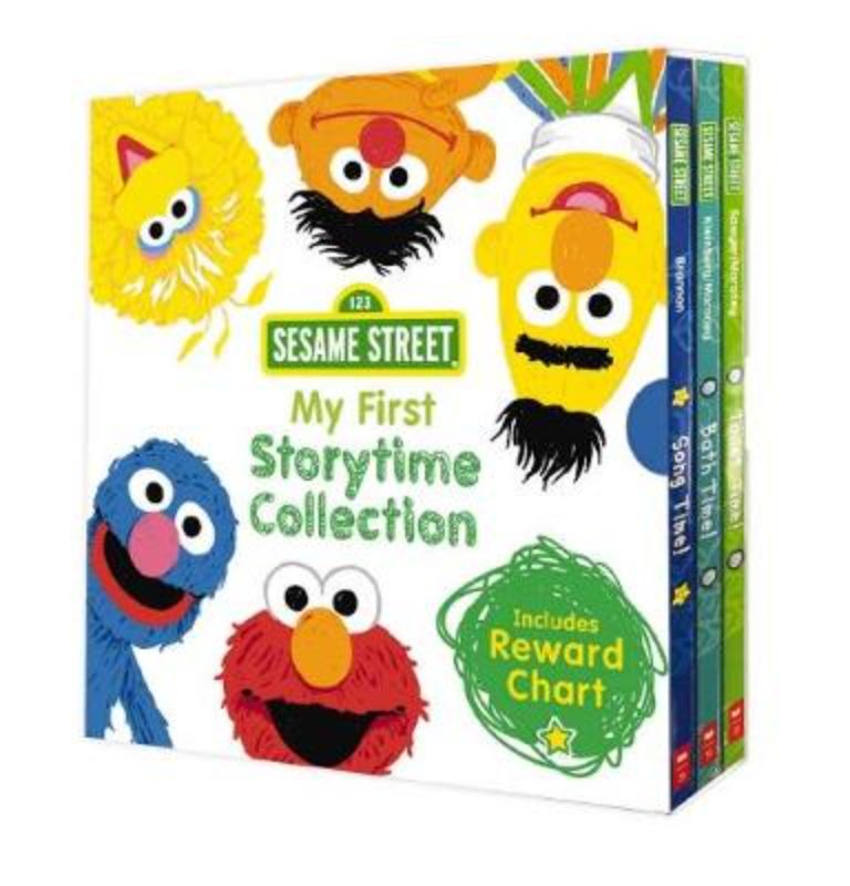 A boxed set of Sesame Street storybooks with a reward chart, designed to enhance early childhood literacy and bonding.