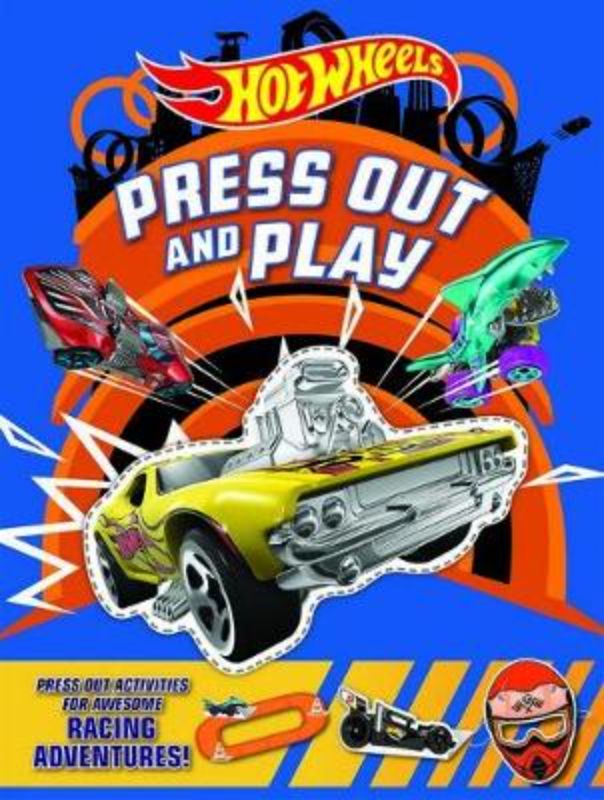 Interactive Hot Wheels activity book for kids with press-out vehicles, fostering creativity and fine motor skills.
