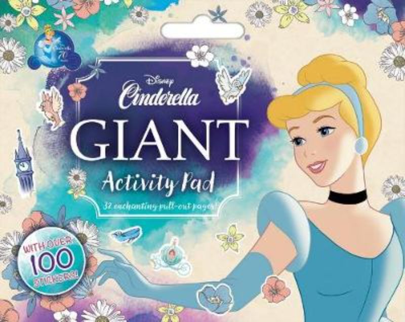 Cinderella Giant Activity Pad featuring 32 pages of coloring, puzzles, and engaging activities for young artists.