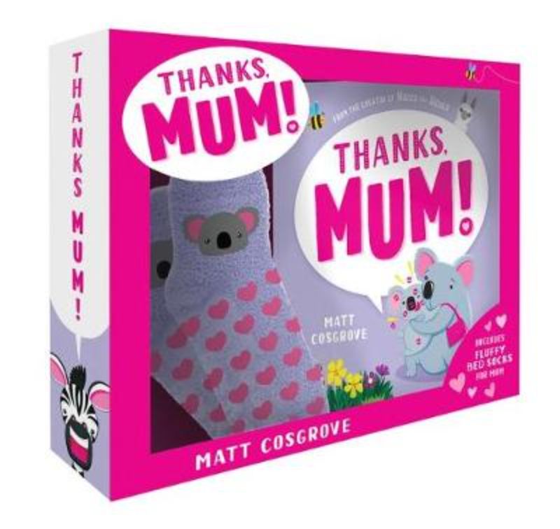 Heartwarming 'Thanks, Mum! Boxed Set' features a book on motherly love and cozy bed socks for a perfect gift occasion.