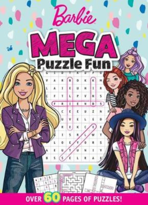 Activity book featuring Barbie with 64 pages of puzzles, mazes, and crosswords for kids aged 5 and up.