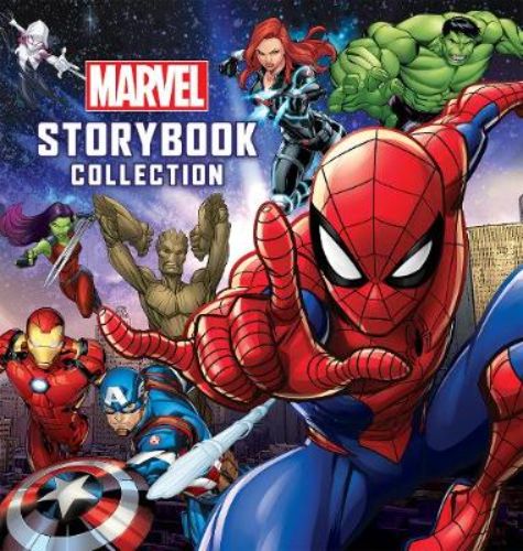 Hardback Marvel Storybook Collection featuring beloved heroes like Spider-Man and Captain Marvel in action-packed tales.
