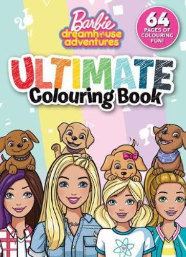 Coloring book featuring Barbie and friends from Dreamhouse Adventures, with 64 pages for creative fun.