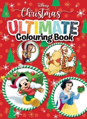 A festive Disney colouring book featuring 64 pages of beloved characters, perfect for holiday creativity and fun.