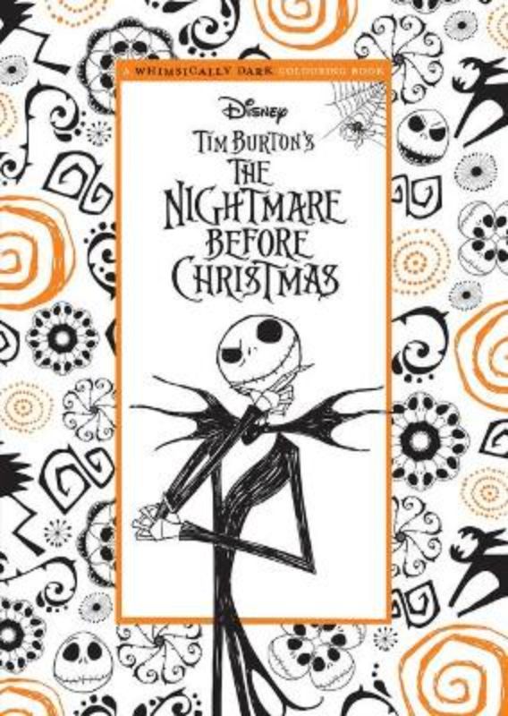 Adult colouring book featuring intricate designs from The Nightmare Before Christmas, ideal for creative relaxation.