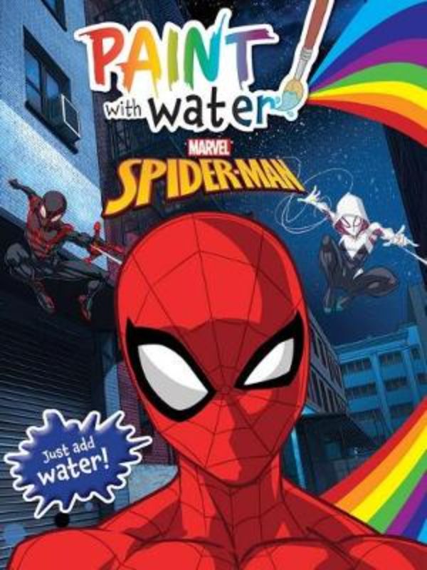 Spider-Man: Paint with Water book featuring vibrant pages for kids to creatively color with water-activated paints.